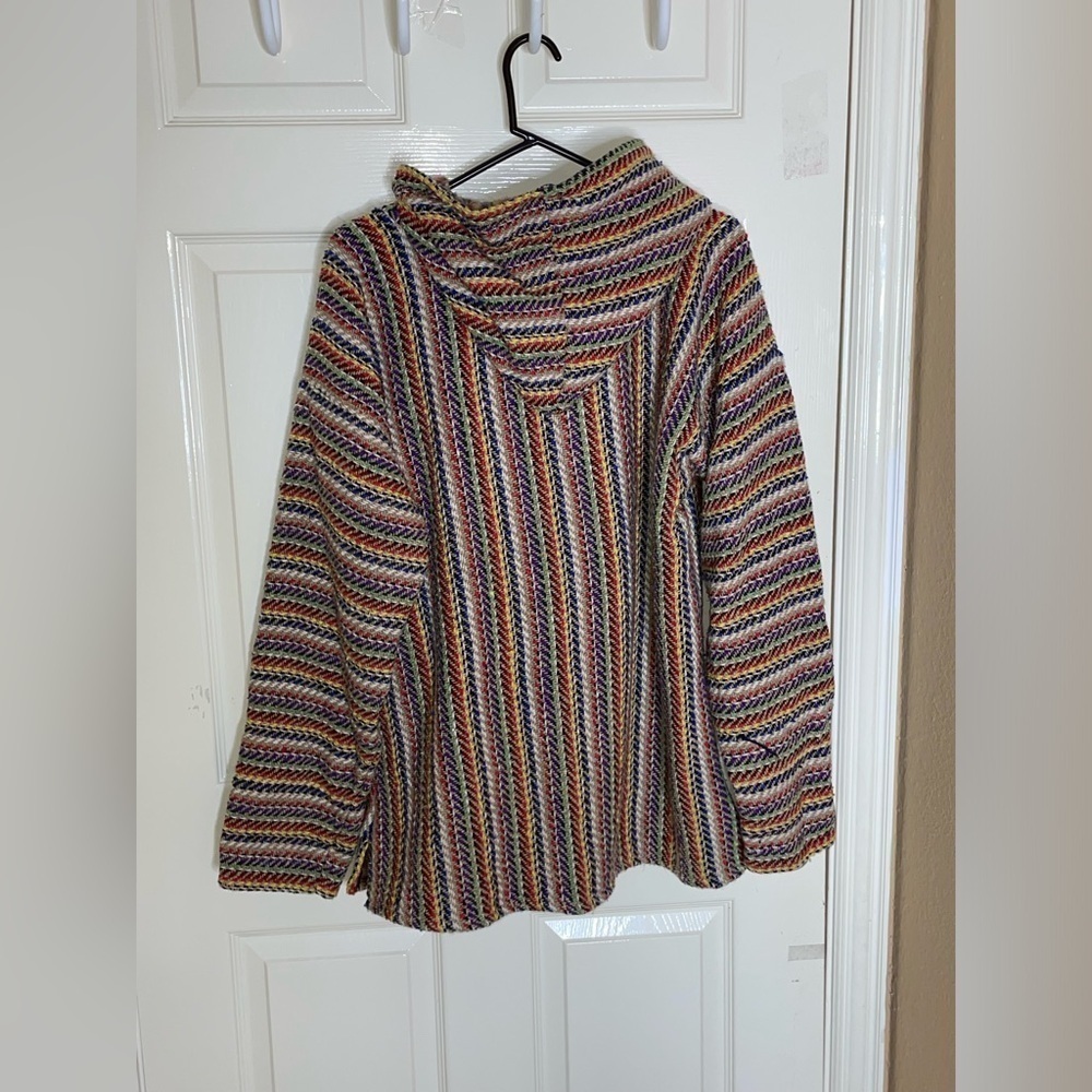 Molina Mexican Baja Hoodie Hippie Surf Poncho Sweater Size Medium  Multicolor‍‍‍ - Picture 9 of 11